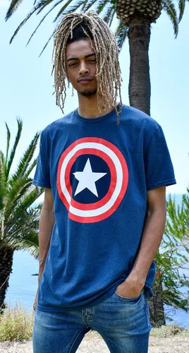 Miniatura 8 de Marvel Captain America Distressed Shield Logo - Camiseta para hombre