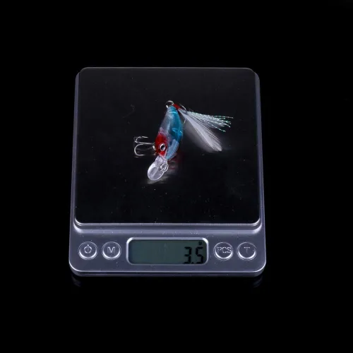Miniatura 9 de Paquete de 5 señuelos de pesca Minnow cebo de manivela, señuelos de pesca para lubina, cebo artificial duro, señuelos de pesca Crankbait, ojos 3D
