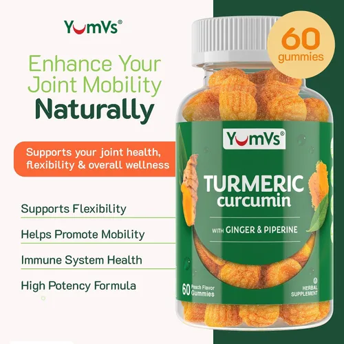Miniatura 2 de Gomitas de extracto de cúrcuma de curcumina – Gomitas extra fuertes de suplemento de cúrcuma de 250 mg con 100 mcg de pimienta negra y 12 mg