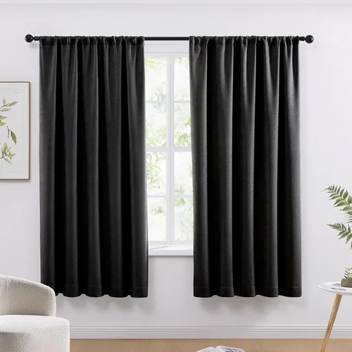 Miniatura 26 de WRENSONGE Cortinas opacas para dormitorio, cortinas opacas negras de 63 pulgadas de largo para sala de estar, ventanas, cocina, habitación, cortinas