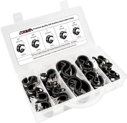 Abrazadera de acero inoxidable con recubrimiento de goma, para instalación de cables, tubos suave y de acero
