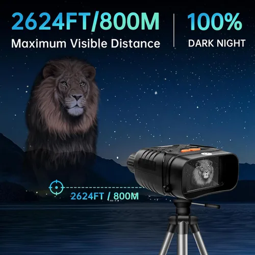 Miniatura 5 de Gafas de visión nocturna, prismáticos de visión nocturna para adultos, zoom digital 10X, binoculares infrarrojos 7X con tarjeta TF de 64 GB