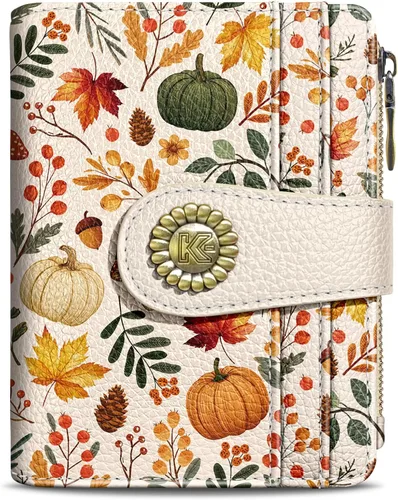 Miniatura 31 de Kelvoris Cartera pequeña Rfid para mujer, plegable, con cremallera, bolsillo para monedas, piel sintética, compacto, para tarjetas de crédito