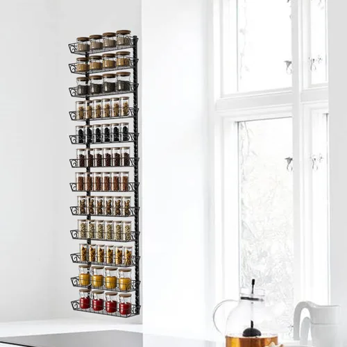 Miniatura 5 de SWOMMOLY Organizador Estante de Especias de Pared Ajustable, 12 Niveles de Doble Uso (Multiuso) Estante Colgante de Especias para Almacenamiento