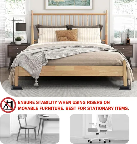 Miniatura 4 de ANNKUT Elevadores de cama de 1 pulgada resistentes, elevadores de muebles para cama, escritorio, mesa, sofá, sofá, elevadores de cama de gran