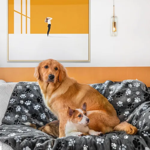 Miniatura 9 de Manta impermeable para mascotas, manta para perro, estampado de patrón súper suave, cálida y esponjosa, protector de cama para sofá, automóvil, a