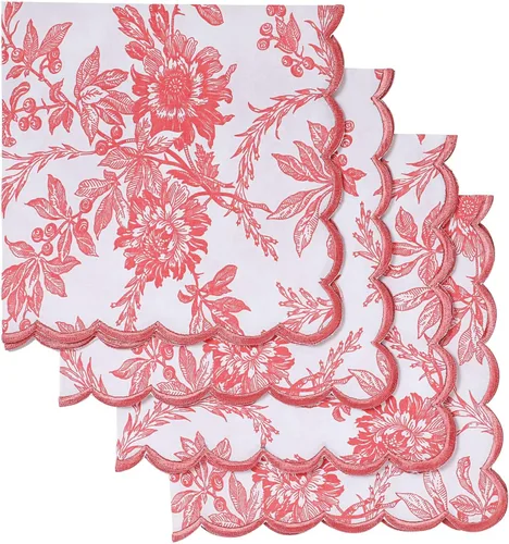 Miniatura 25 de Ridhi Juego de 4 servilletas bordadas reutilizables de algodón para bodas, fiestas, regalo diario para primavera, Pascua, San Valentín