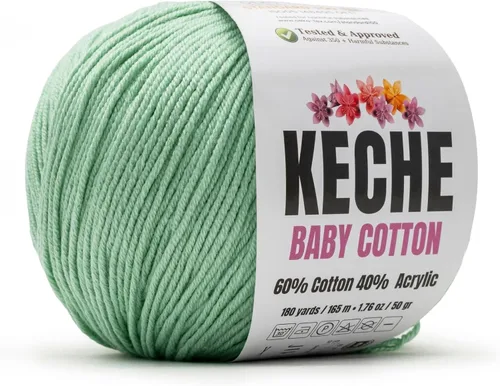 Miniatura 118 de Keche Hilo de algodón, 60% algodón, 40% hilo acrílico, hilo de algodón suave para crochet y tejer, hilo amigurumi, 1 madeja/bola, 1.76 onzas (50g)