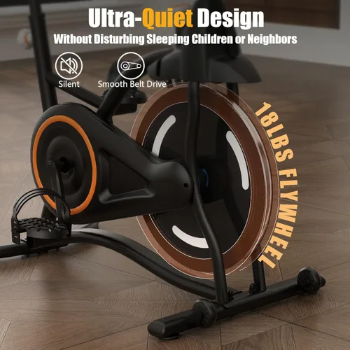 Miniatura 3 de Hillhub Bicicleta estática, bicicletas estacionarias para el hogar con sensor de pulso de agarre y ajuste de resistencia continuo, bicicleta de Negro