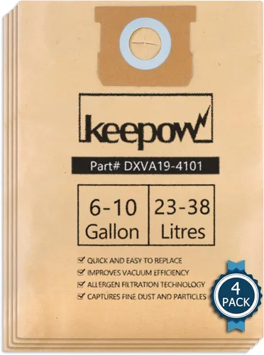 KEEPOW Bolsas para aspiradora de tienda Compatibles con aspiradora Dewalt de 6 a 10 galones DXV06P, DXV09P, DXV10P, DXV10S, paquete de 4, Parte #