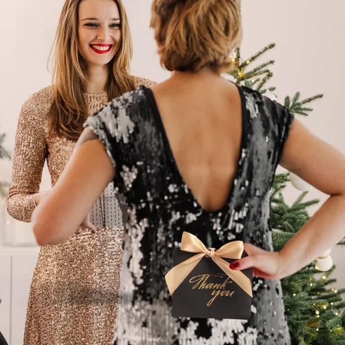 Miniatura 5 de DECHISY Paquete de 24 bolsas pequeñas de regalo de agradecimiento, bolsas de regalo de fiesta, cajas con lazo dorado, bolsas de regalo de papel Negro