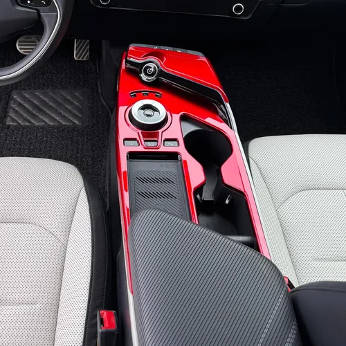 Miniatura 9 de YOUTOOCAR 2 cubiertas para panel de palanca de cambios compatibles con accesorios Kia EV6 2022-2026 (patrón de fibra de carbono)