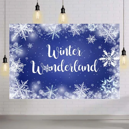 Miniatura 4 de MEHOFOND Fondo de fotografía de copo de nieve de invierno de 8 x 6 pies, diseño de lunares con purpurina azul marino, decoración de baby shower