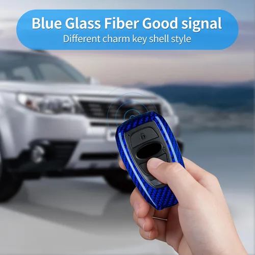 Miniatura 4 de T-carbon Funda de fibra de vidrio real compatible con llavero BRZ, XV Outback, Ascent, Crosstrek, WRX, Legacy, Forester Key Fob, azul