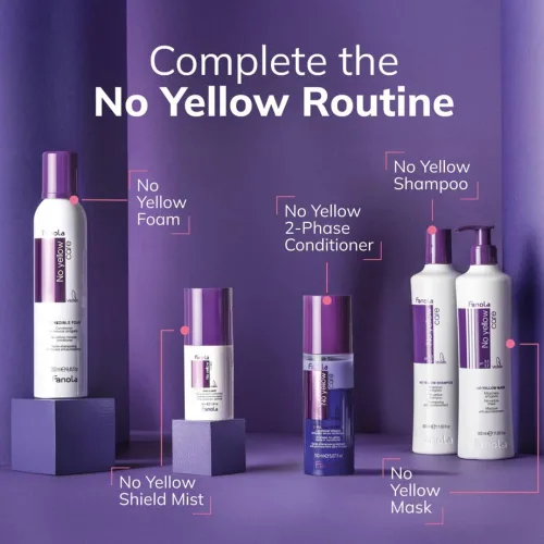 Miniatura 6 de Fanola Mascarilla para el cabello sin amarillo morado, mascarilla capilar con pH ácido para tonos rubios, decolorados y grises, pigmento violeta