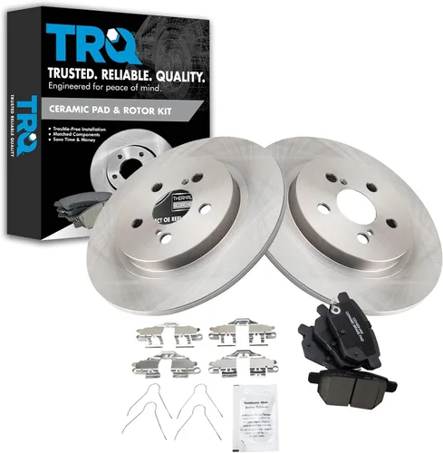 Miniatura 19 de TRQ Kit de rotor de freno trasero y pastillas de cerámica Posi premium compatible con camioneta Chevy GMC