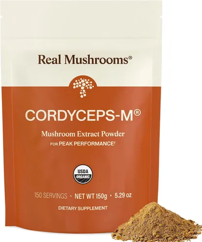 Real Mushroom Cordyceps - Polvo de hongos Cordyceps Energía y rendimiento - Polvo Cordyceps orgánico con beta-glucanos, suplemento vegano, sin OMG,