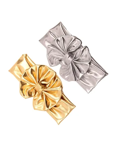 BBTDIN Diadema turbante bronceadora para bebé BBG38 (2 unidades, dorado y plateado)