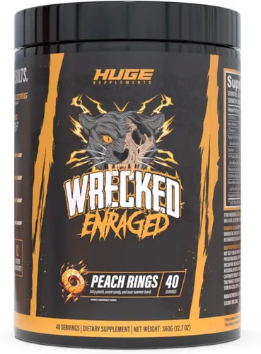 Wrecked Enraged High Stim Pre Entrenamiento - Fórmula Extreme Hardcore para energía intensa, enfoque láser y máxima fuerza, potente matriz