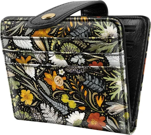 Miniatura 24 de Carteras pequeñas para mujer, diseño delgado y minimalista, tarjetero plegable para bolsillo o bolso, Mariposas negras