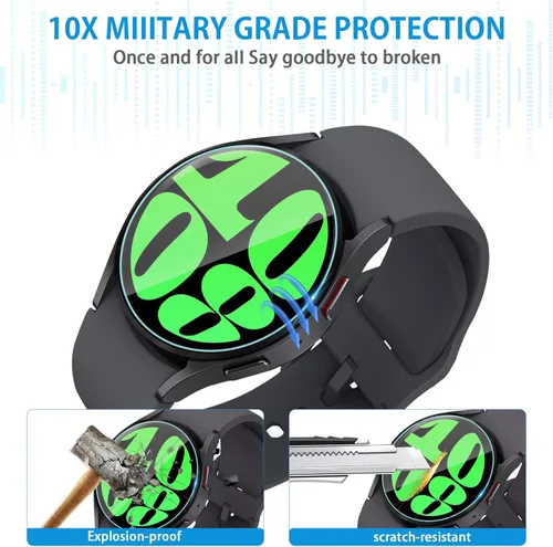 Miniatura 6 de Suoman Paquete de 4 para Samsung Galaxy Watch 6/Galaxy Watch 7 de 44 mm Protector de pantalla, [Antiarañazos] 2.5D Dureza 9H Película protectora