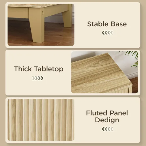 Miniatura 7 de FiveWillowise Soportes de TV de 59 pulgadas para sala de estar de hasta 65 pulgadas, centro de entretenimiento de madera estriada de 17.7 pulgadas