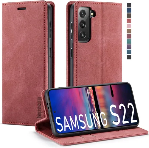 Miniatura 31 de Funda tipo cartera para Samsung Galaxy S22 5G con tarjetero y función atril, bloqueo magnético RFID, funda de piel con tapa para Galaxy S22 5G