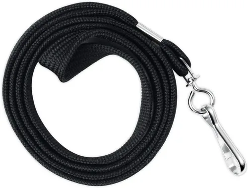 Miniatura 11 de HOSL Cordones de nailon negro, paquete de 100 cordones a granel para tarjetas de identificación de oficina con gancho giratorio