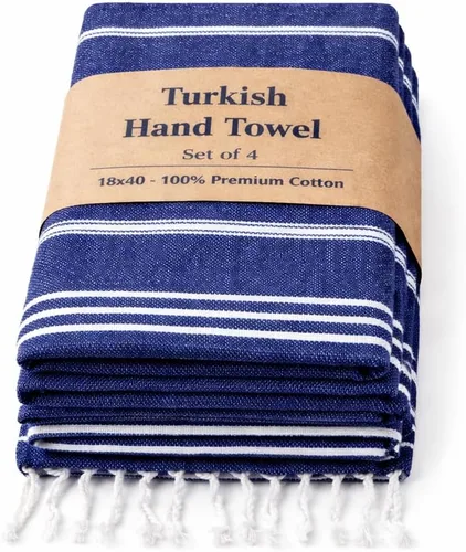 Miniatura 8 de Juego de 4 toallas de baño para mano y gimnasio, decorativas de peshtemal turco, 100% algodón, tamaño grande 50 x 100 cm.