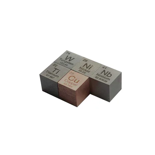 Miniatura 4 de Juego de 5 cubos de elementos de 0.394 pulgadas (0.394 in), tungsteno, niobio, níquel, cobre, titanio, cubos de densidad de hasta un 99.99% de metal