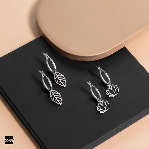 Miniatura 4 de Amberta Pendientes de aro colgantes de plata de ley 925 para mujer