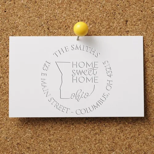 Miniatura 123 de Sello en relieve de dirección personalizado para nuevos propietarios de viviendas, sello redondo de 1-5/8 para dirección de casa, estampado
