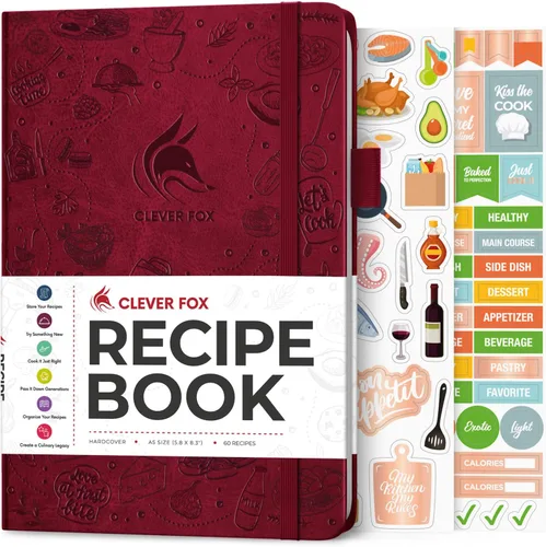 Miniatura 11 de Clever Fox Libro de recetas - Libro de cocina familiar en blanco - Diario de cocina vacío - Organizador de cuadernos para escribir recetas - Turquesa