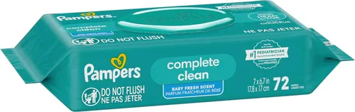 Miniatura 14 de Pampers Toallitas para bebé, limpieza completa y perfumada para bebé, limpia suavemente de la cabeza a los pies, 72 en total (1 paquete abatible)
