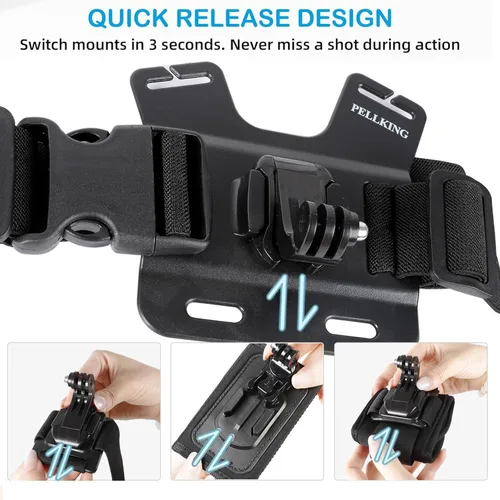 Miniatura 2 de Kit de accesorios para Insta360 One X5/X4/X3/X2/X, One R, X y GoPro Hero 9, nueva montura de enganche rápido para la cabeza + arnés de montaje