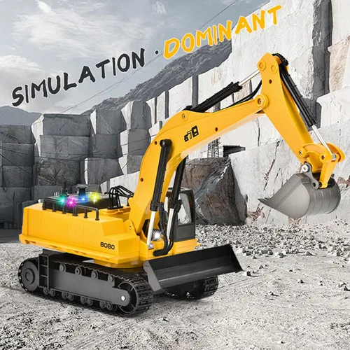 Miniatura 6 de Excavadora a control remoto, escala 1:14 15CH Excavadora RC para adolescentes, vehículos de construcción RC de 2.4 GHz con excavadora, vehículos