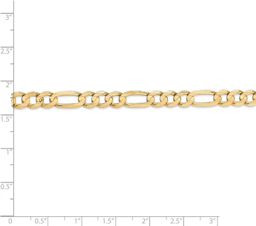 Miniatura 4 de Collar de cadena Figaro abierto cóncavo de oro amarillo macizo de 14 quilates de 0.236in, con cierre de mosquetón seguro, Metal