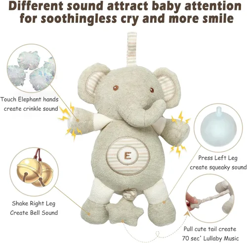 Miniatura 3 de COTTONEBEBE Juguetes para Bebés, Juguete de Peluche con Música de Nana para Bebés Infantes de 0 3 6 12 a 36 Meses Niño y Niña, Regalo Ideal