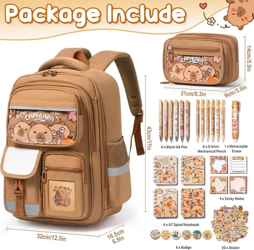 Miniatura 2 de Fimibuke Mochila escolar para niños y niñas, bonita mochila para niños pequeños, suministros escolares con bolsa para libros, estuche para lápices
