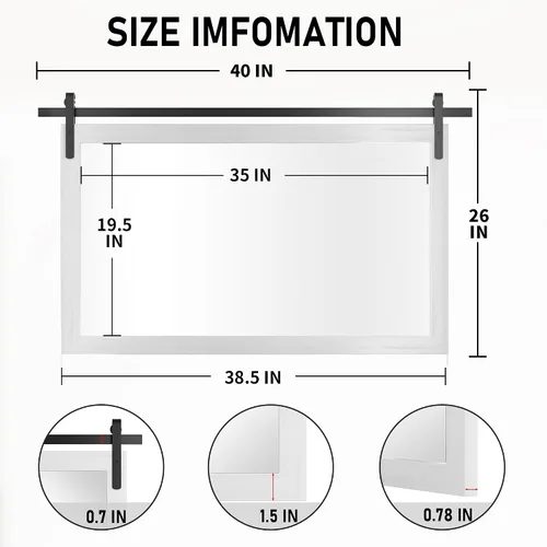 Miniatura 6 de PAIHOME Espejo de Baño Blanco Grande, Espejo Cuadrado Rústico Horizontal de Granja para Pared, Espejos de Tocador con Marco de Madera, Decoración