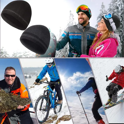 Miniatura 6 de Gorro de invierno para hombre, cálido, de punto, con puños, para esquí, calavera, forro polar