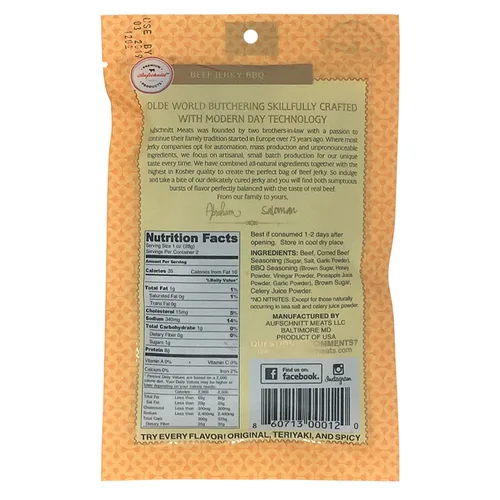 Miniatura 2 de Aufschnitt Beef Jerky - Barbacoa - Paquete de 12 (2 onzas cada uno) - Kosher, Glatt, certificación Star-K, sin gluten, totalmente natural, sin