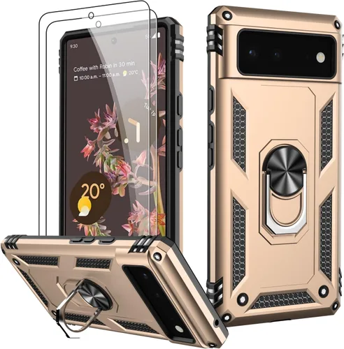 Miniatura 92 de LUMARKE Funda para Google Pixel 5 con protector de pantalla, pasa 16 pies, probada en caídas, grado militar, con soporte de anillo magnético, Rojo