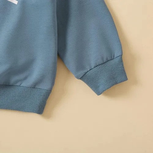 Miniatura 32 de Conjunto de 2 piezas de sudadera de manga larga con cuello redondo y pantalones casuales para bebés y niños pequeños