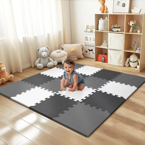 16 piezas de alfombrilla de juego para bebé para el piso, alfombrilla de juego de espuma EVA para bebé con baldosas de alfombra entrelazadas de 1.5