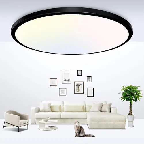 Miniatura 10 de Zemty Paquete de 8 lámparas de techo LED de montaje empotrado de 12 pulgadas, lámpara de techo súper delgada de 28 W 3200 lm, lámpara de techo Negro