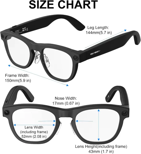 Miniatura 8 de Lentes inteligentes AI con cámara, gafas de cámara HD de 8 MP, gafas de grabación de video y fotos 1080P con asistente de voz, reconocimiento