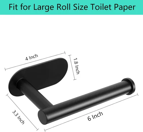 Miniatura 6 de Soporte de papel higiénico autoadhesivo de acero inoxidable para montar en la pared, sin taladrar, adecuado para baño, cocina, RV (negro mate)