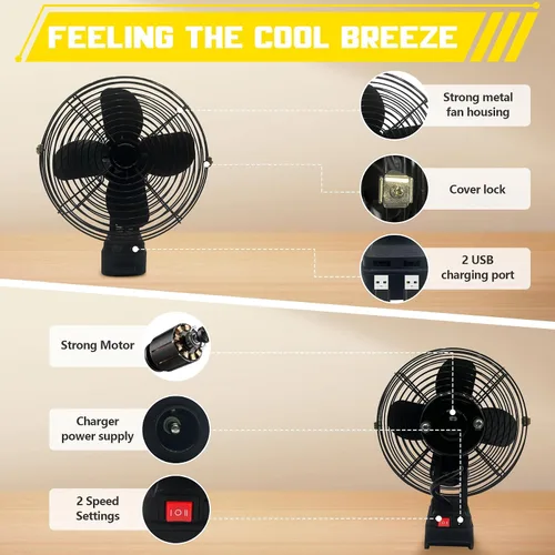 Miniatura 6 de F-an inalámbrico portátil para batería Dewalt de 20 V, ventilador inalámbrico alimentado por Ba-ttery, ventilador de motor sin escobillas de 20 W