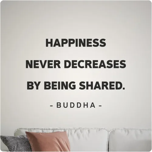 My Vinyl Story - Happiness Never Decreases - Inspirational Motivational Buddha Wall Decal Sticker Quote Art Decor Saying Positive Affirmation Zen
